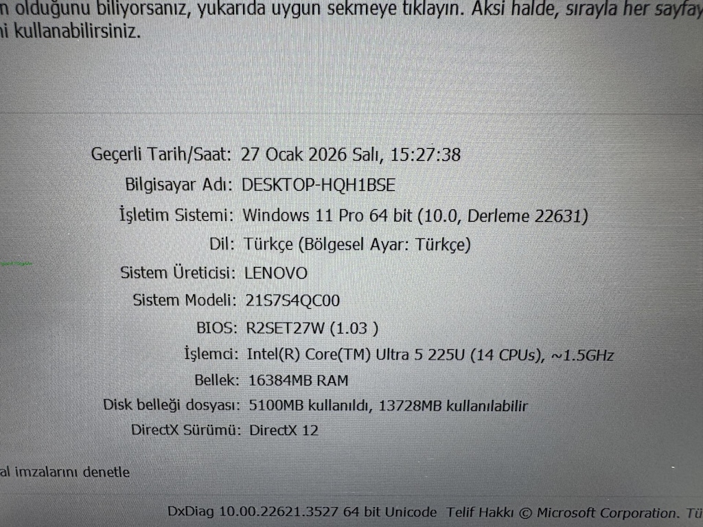 THİNKPAD L14 ULTRA 5 İŞLEMCİ 16 GB RAM 512 NVME - 7