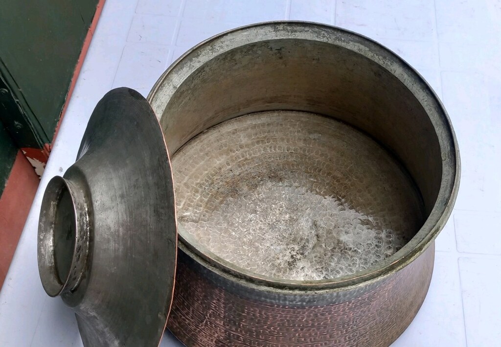 antika büyük bakır tencere - 4