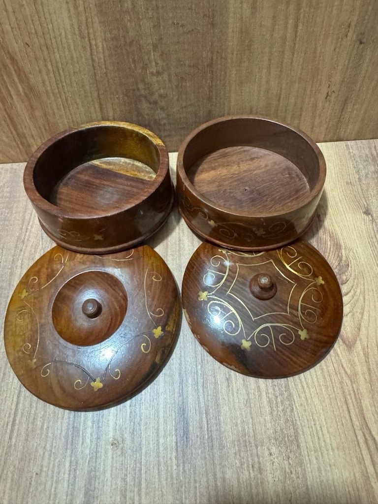 Ceviz ağacından Pirinç işlemeli şekerlik - 3