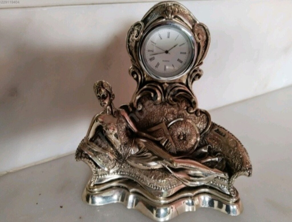 Tekform 925 Silver PT Dekoratif Masa Saati – Vintage – Çalışır Durumda - 4