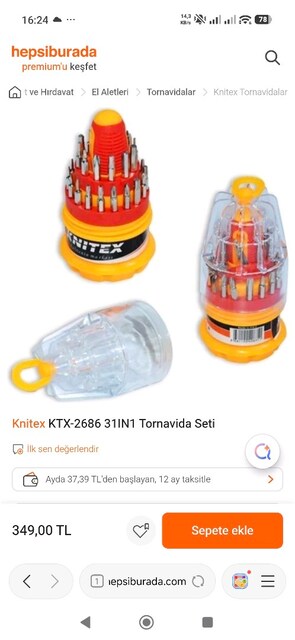 kinetex tornavida seti ktx 2686