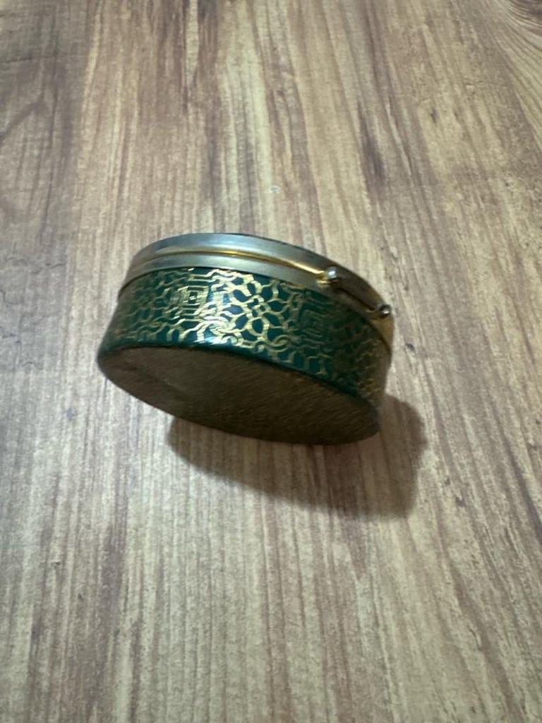 Vintage Retro Desenli & Gold Detaylı Metal Mücevher & Kadife Takı Kutu - 8