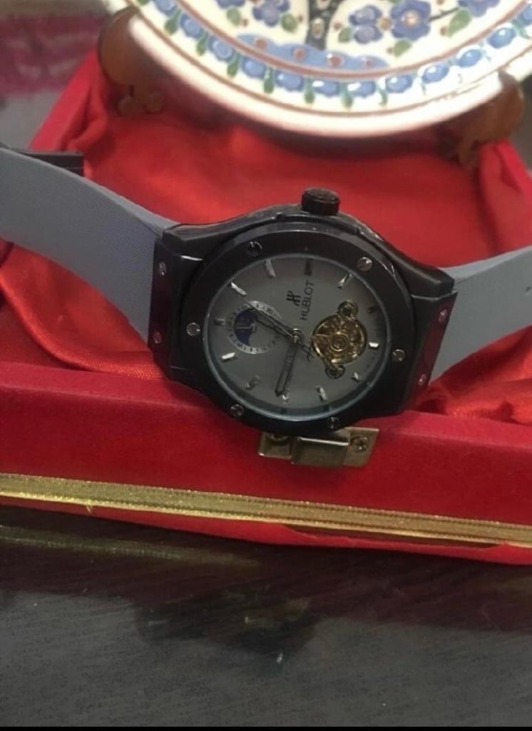 Hublot Geneve otomatik Siyah Gri Skeletonlu erkek kol Saati.. - 6