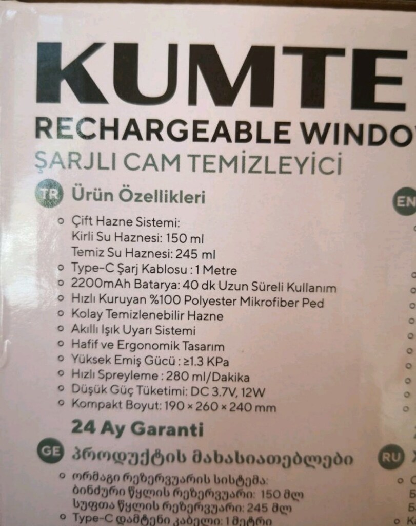 Cam temizleyici şarjlı kumtel - 6