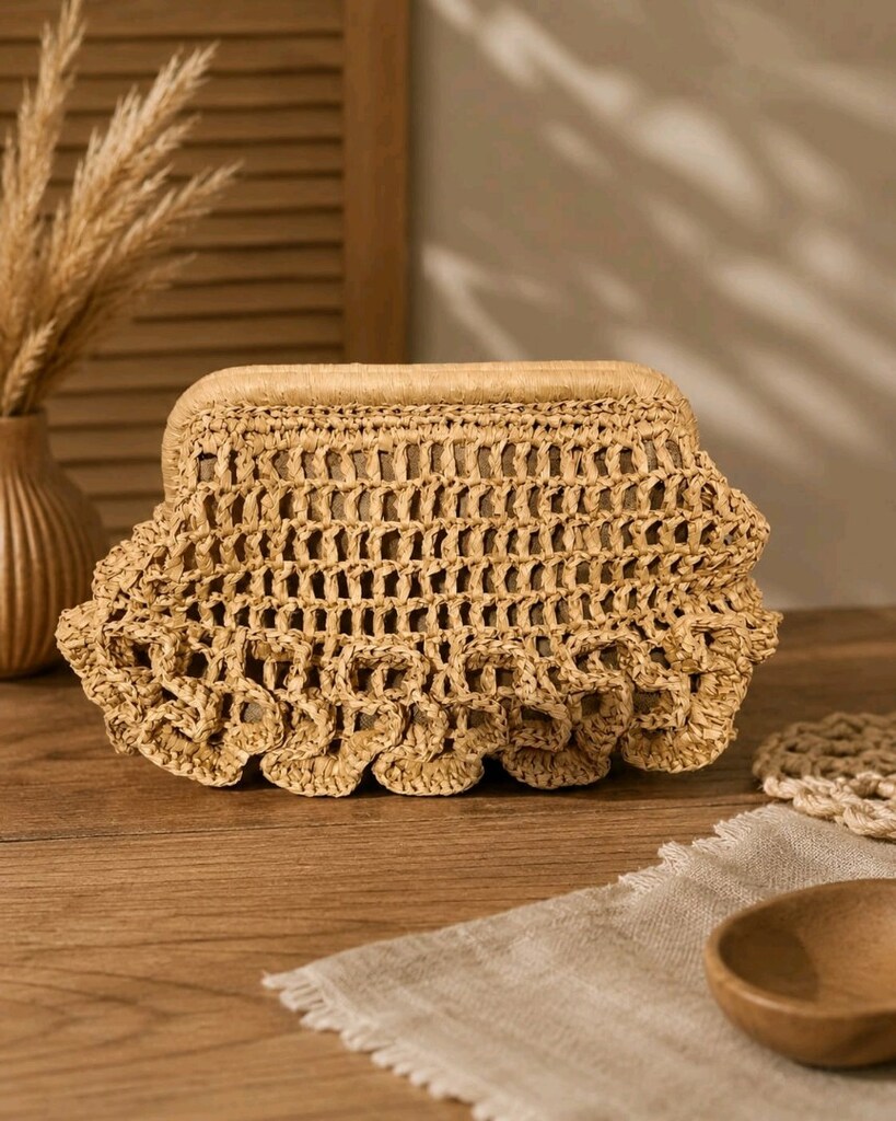 El örüm kağıt El Örgüsü Burs Kapamalı Rafya İp Clutch Çanta ozel tasar