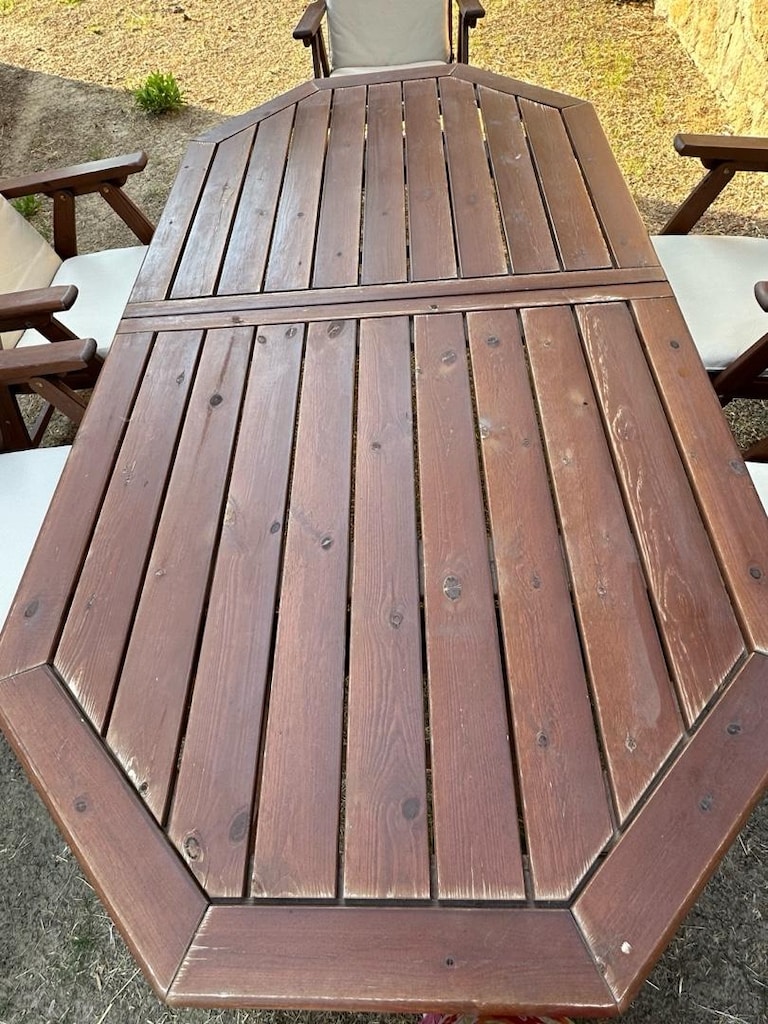 Ahşap Bahçe Yemek Masası ve Koltukları - 3