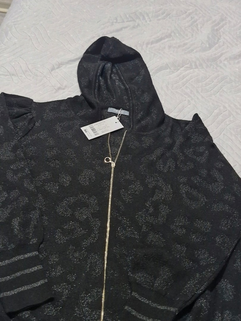 Siyah Kapüşonlu Sweatshirt tarzında hırka - 2
