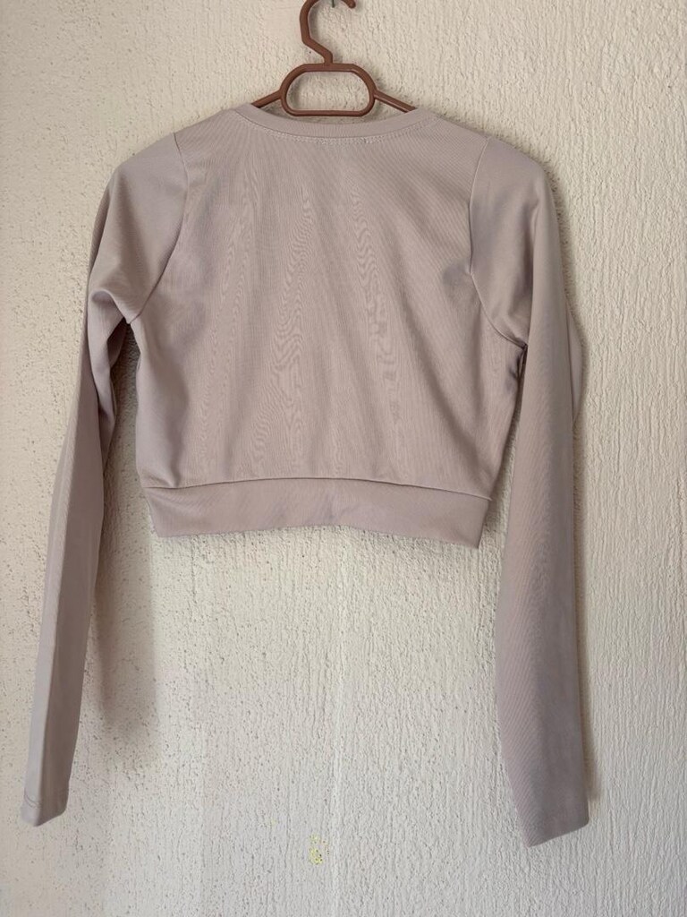 Minimal Bej Crop Sweatshirt - 3