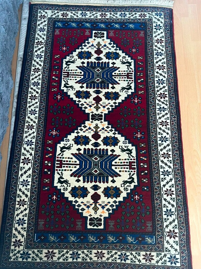 %100 Yün El Dokuma Kök Boyalı Halı - 180x80 cm - 2