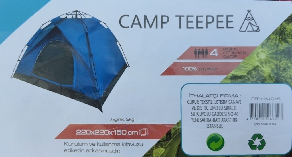 Teepee marka Tam otomatik Kamp Çadırı... 4 kişilik - 2