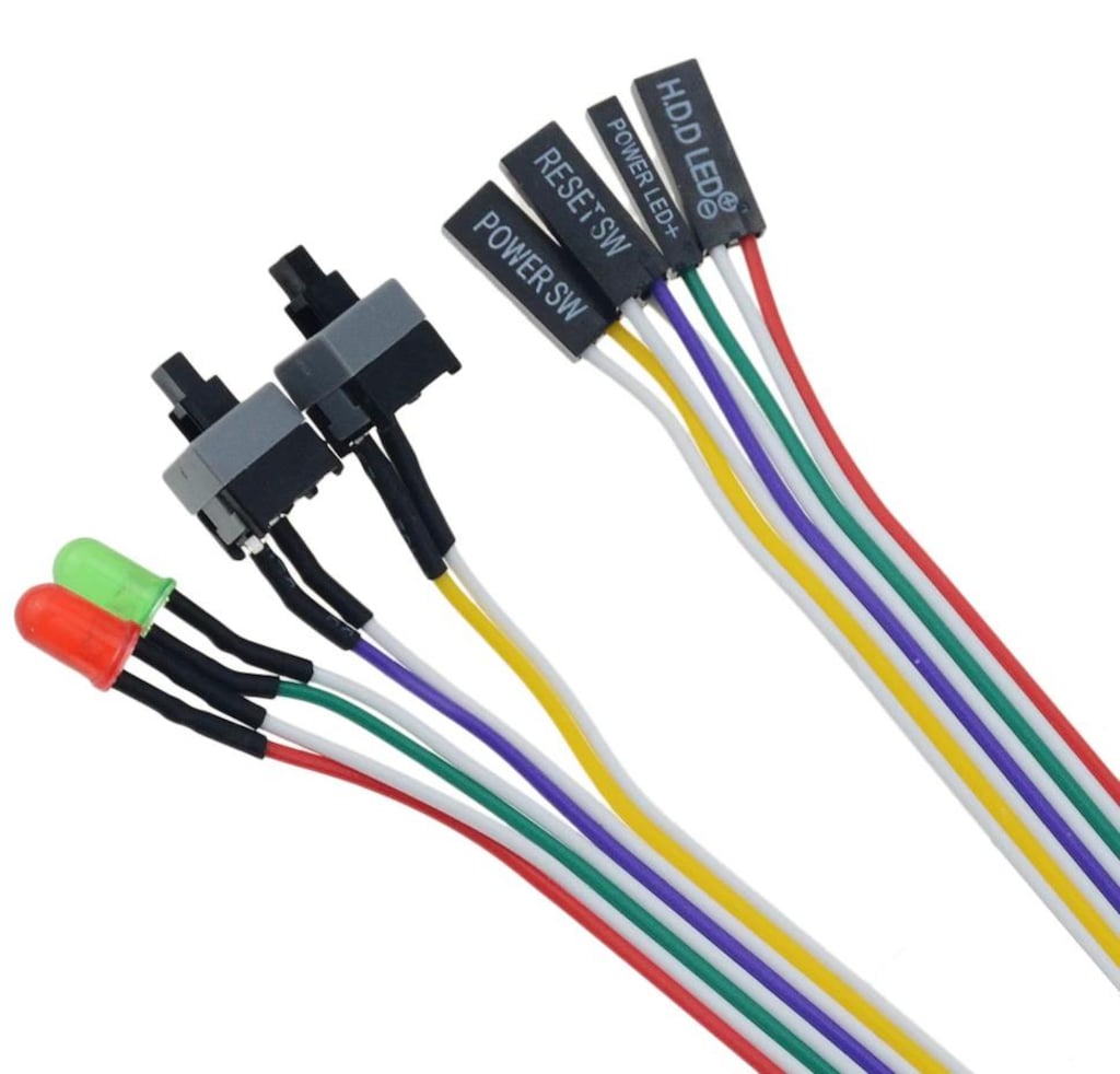 65 cm Anakart LED Işıklı Power & Reset Açma Kapama Buton Tetik Kablosu - 6