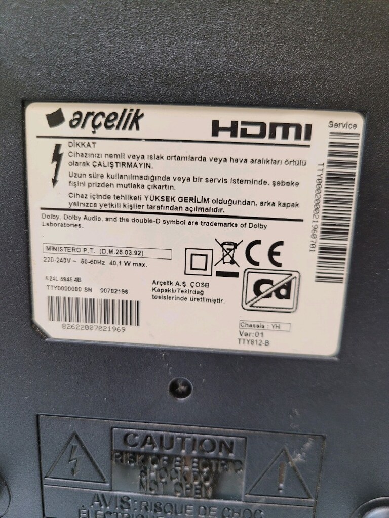 Arçelik Ekranı kırık televizyon A24L 5845 4B - 2