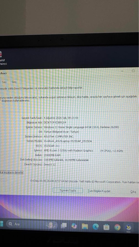 ASUS D515D Ekran Kartlı Arttırılmış RAM(20GB) Sorunsuz NoteBook - 7
