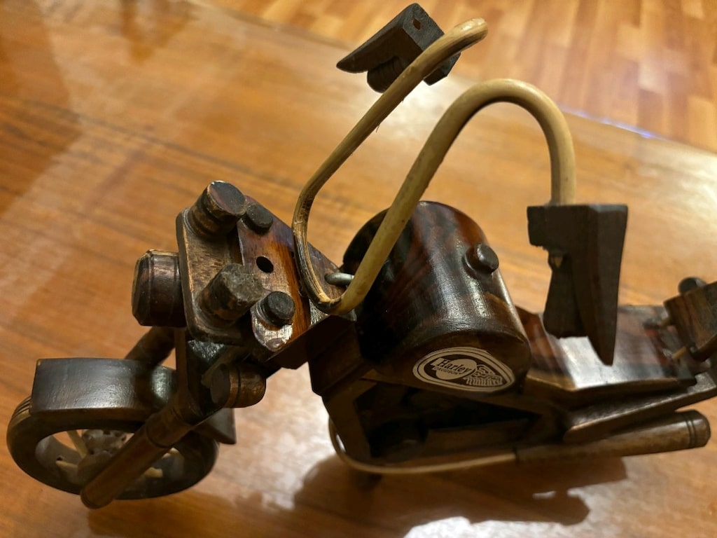 Ahşap el yapımı Harley Davitson Motor - 8