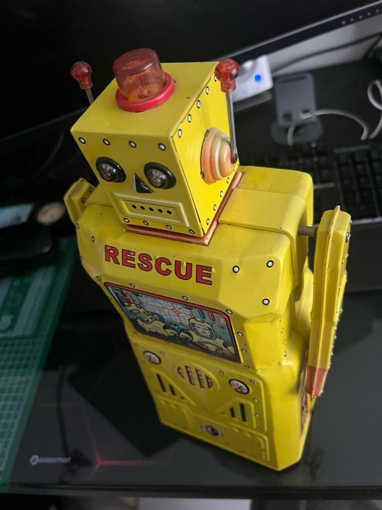 antika teneke oyuncak robot - 5