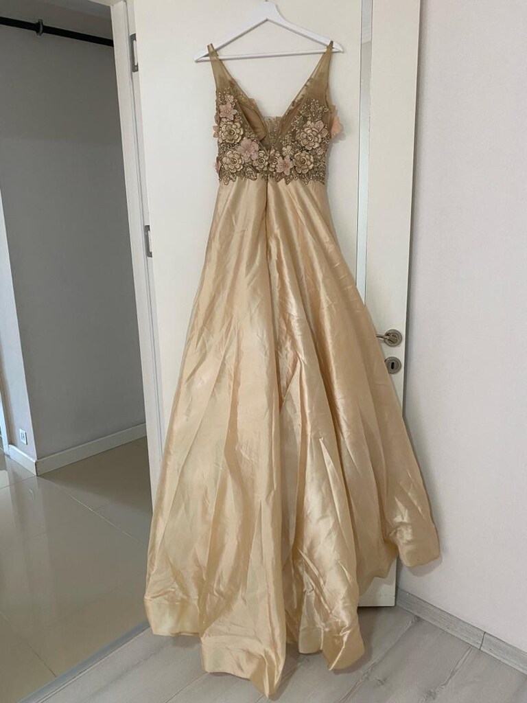 Altın Rengi Abiye Elbise - 4