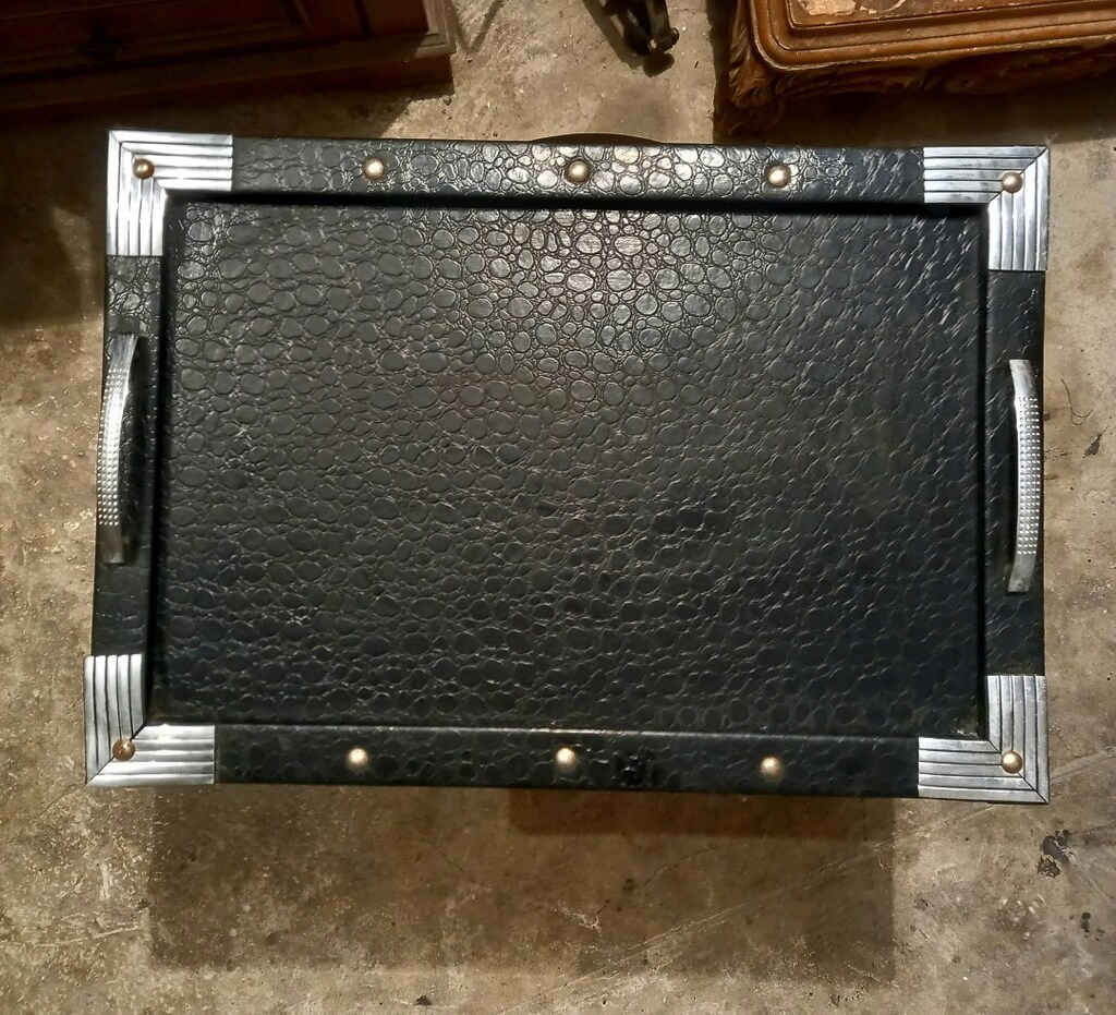 VİNTAGE METAL DETAYLI DERİ TEPSİ - 4