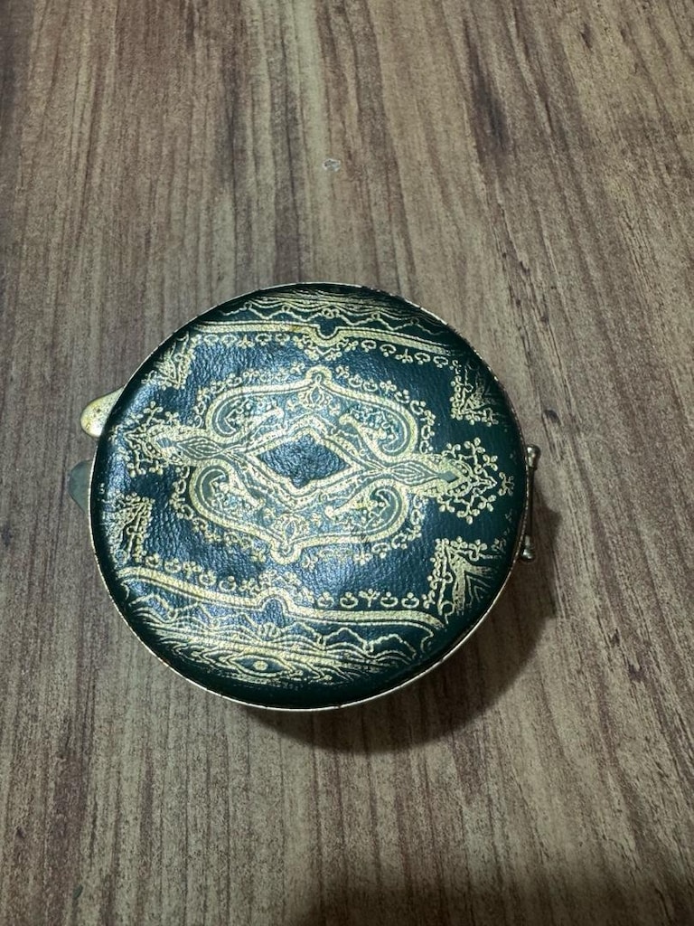Vintage Retro Desenli & Gold Detaylı Metal Mücevher & Kadife Takı Kutu - 6