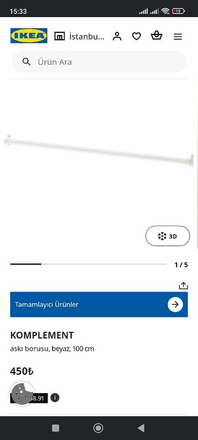 İkea Pax Dolap İçi Komplement Elbise Askı Borusu