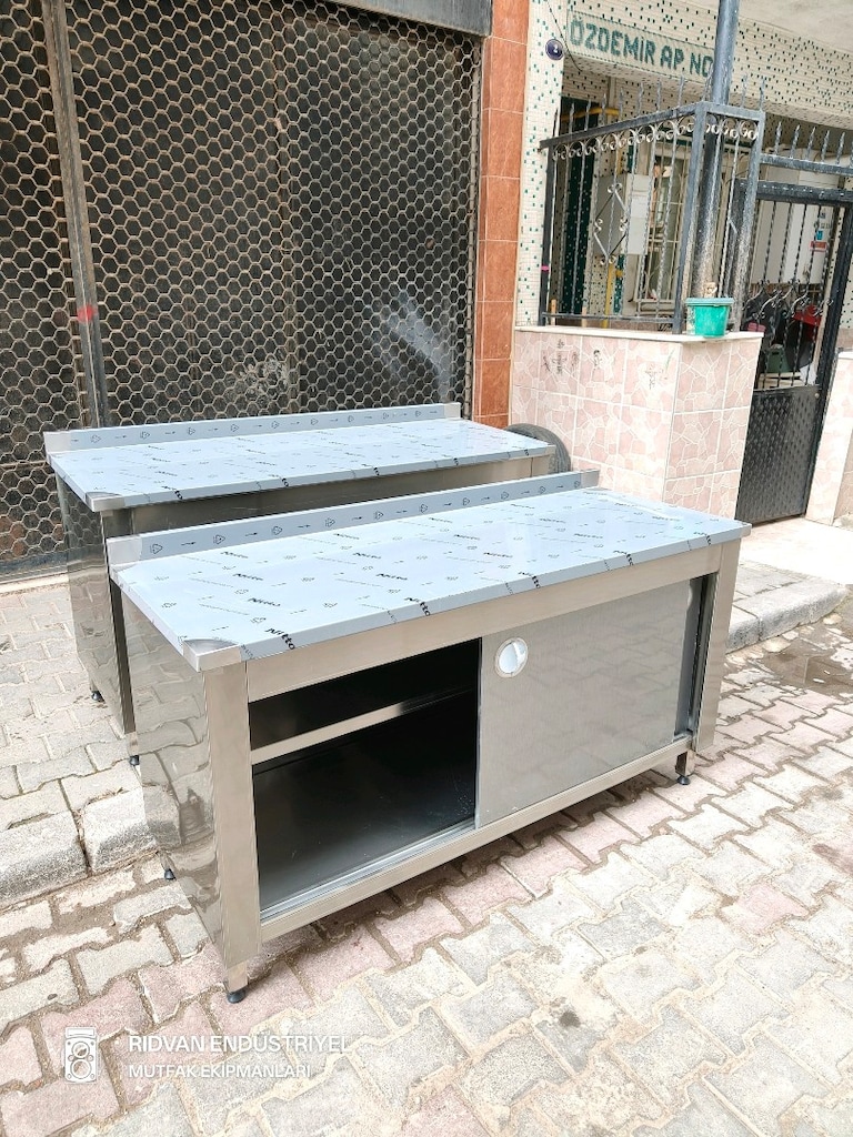 160 cm krom çalışma tezgahı krom tezgah endüstriyel hazır mutfak tezga - 9