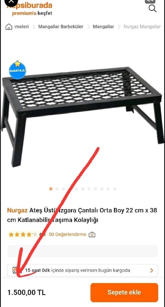 Nurgaz ateş üstü ızgara mangal orta boy piknik kamp çok amaçlı - 5