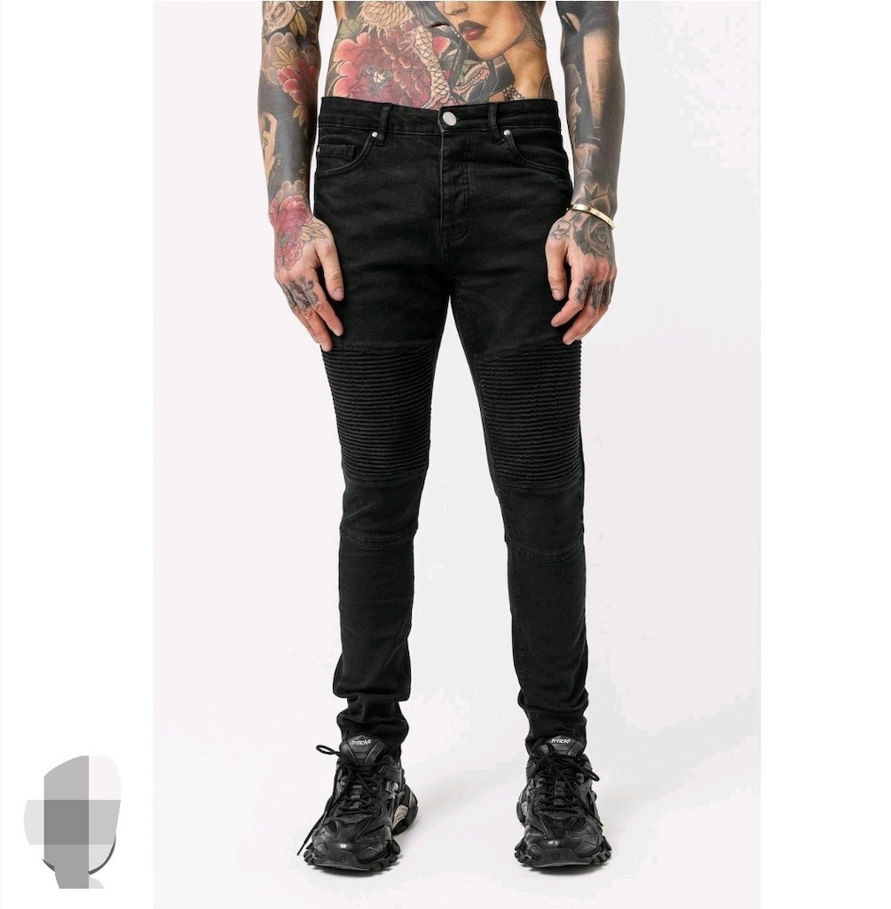 H&M Siyah Motorcu stili Jean Pantolon