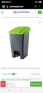 Safell Plastik Köşeli Pedallı ve Tekerlekli Çöp Kovası (70 Litre) - 2