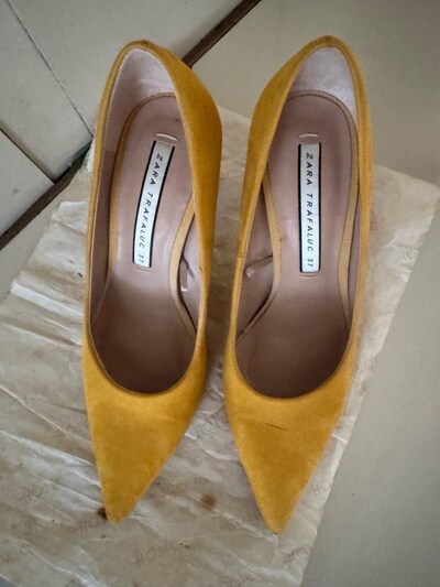 Zara marka hardal rengi sitiletto