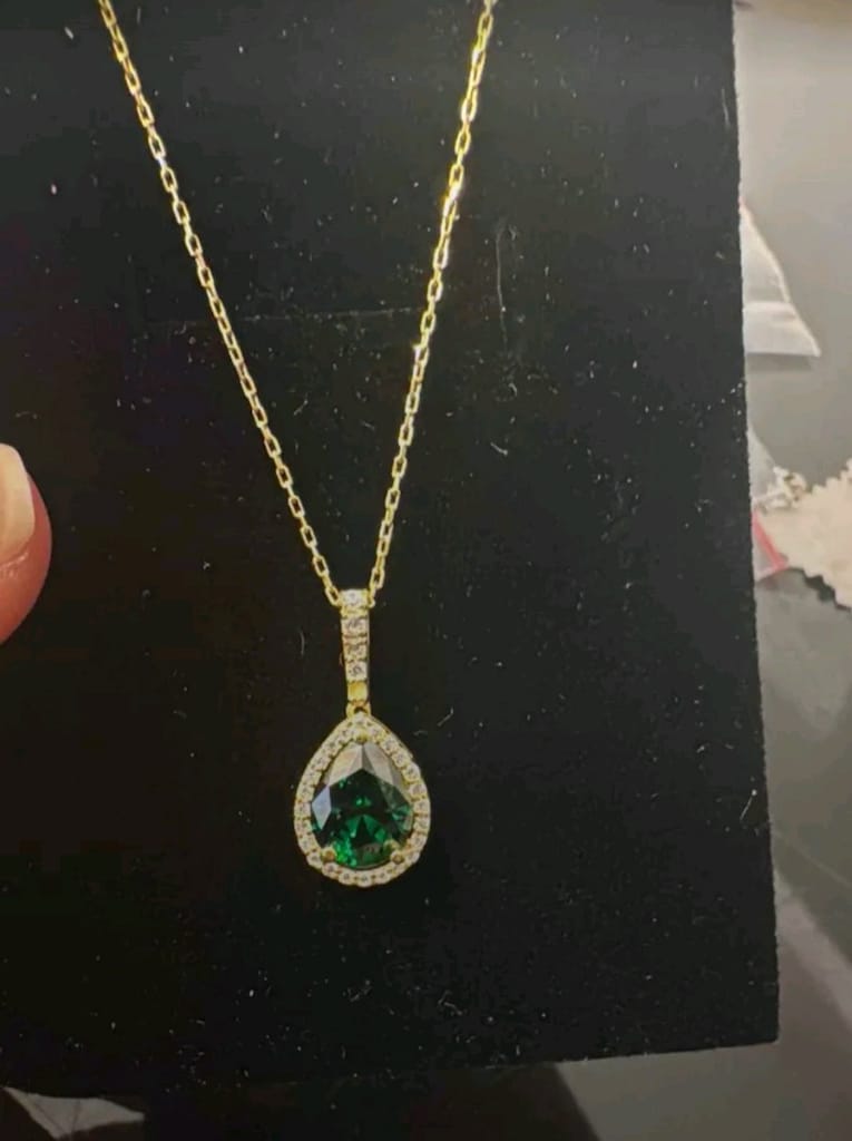 925 ayar gümüş damla gümüş kolye - Zirkon taşlı