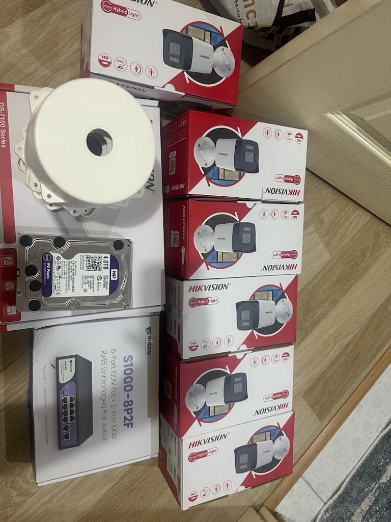 6 hikvision ip kamera 8 kanal 7100 hikvision nvr 4 tb Hdd 8 port poe