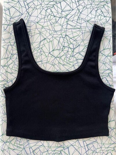 Siyah Fitilli Crop Top