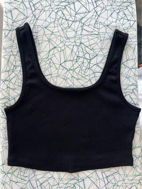 Siyah Fitilli Crop Top