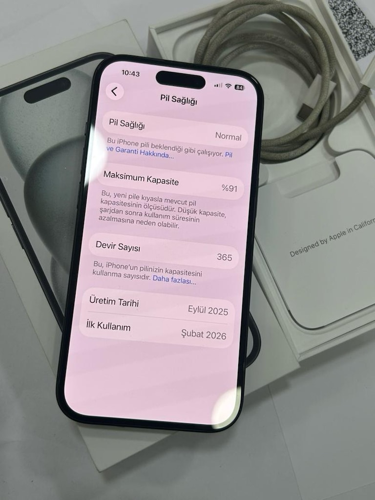 İPHONE 15 128 PİL 91 ORJINAL 16 AY GARANTİ KUTU FATURA KABLO MEVCUT - 4