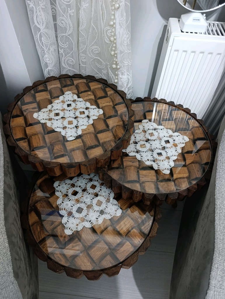 Ahşap işçilikli sehpa takımı - 2