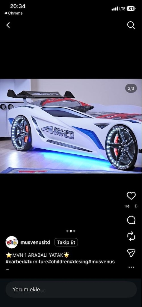 Mercedes arabalı yatak rüzgarlıklı full ledli kumandalı - 4