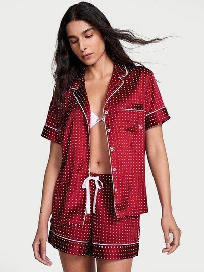 ‼‼VICTORIA’S SECRET KADIN ŞORTLU PİJAMA TAKIMI KIRMIZI