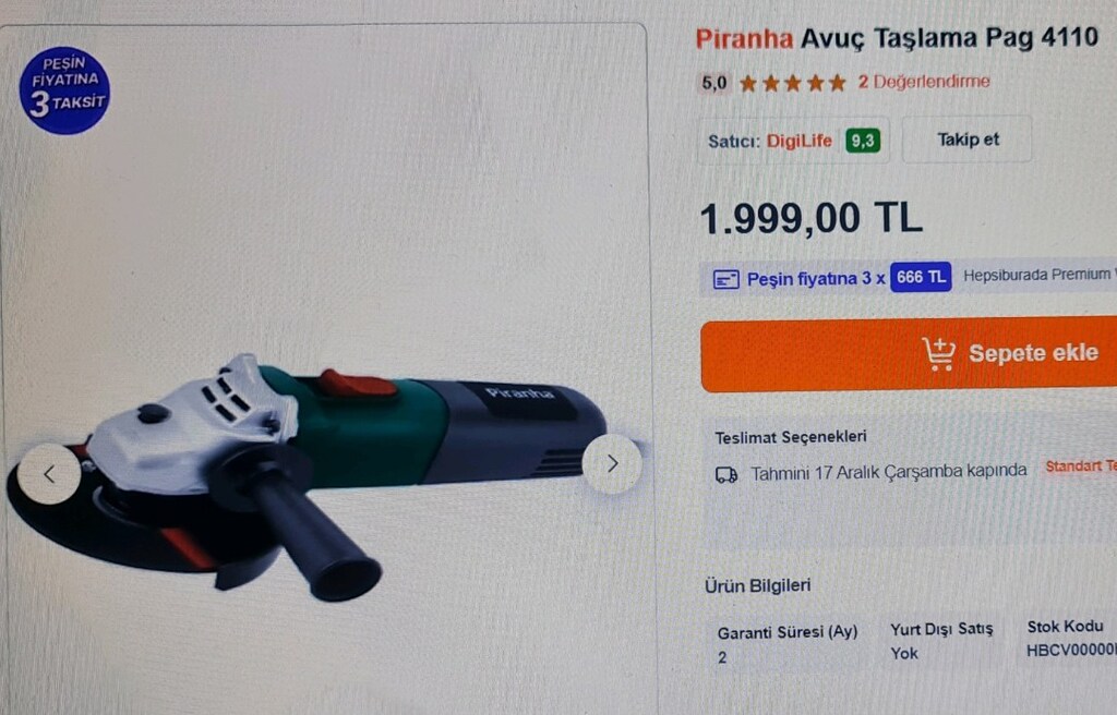 Piranha Avuç Taşlama. Sıfır kutusunda. - 9