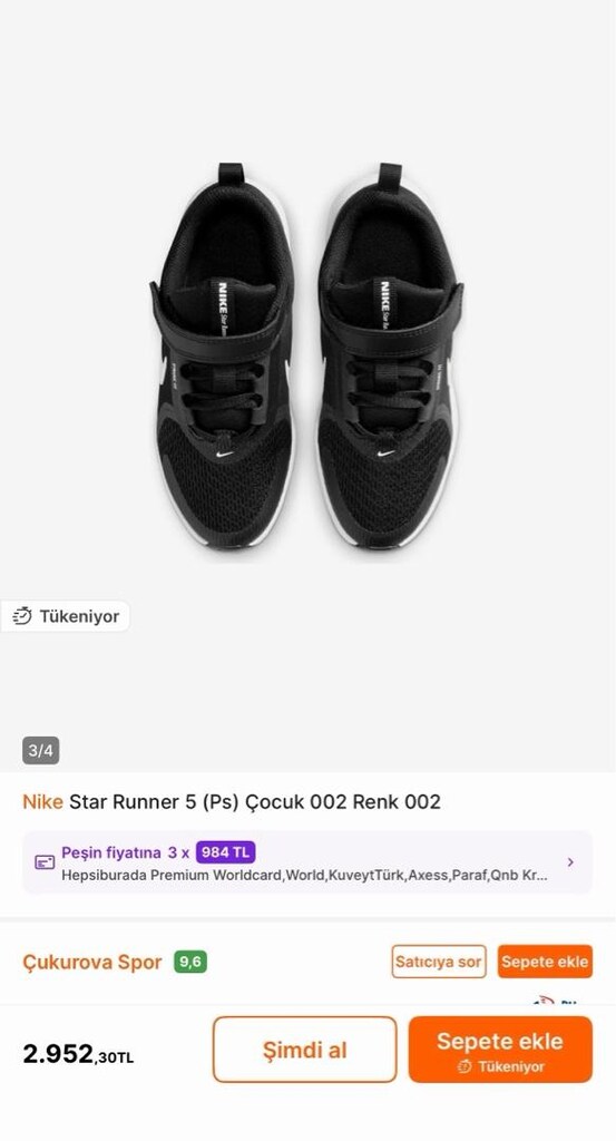 Nike Star Runner 5 PS Siyah Beyaz 31 Numara/ Çok Temiz, Az Kullanılmış - 9