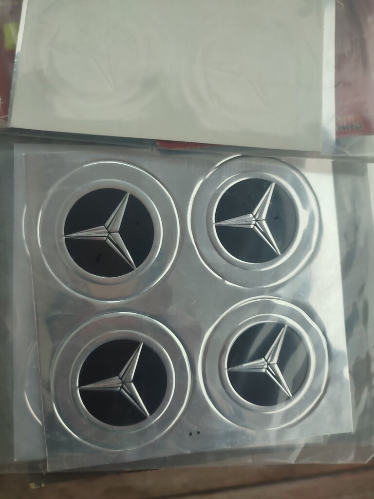 mercedes amblem alüminyum sticker jant göbeği veya farklı amaçla arma - 2