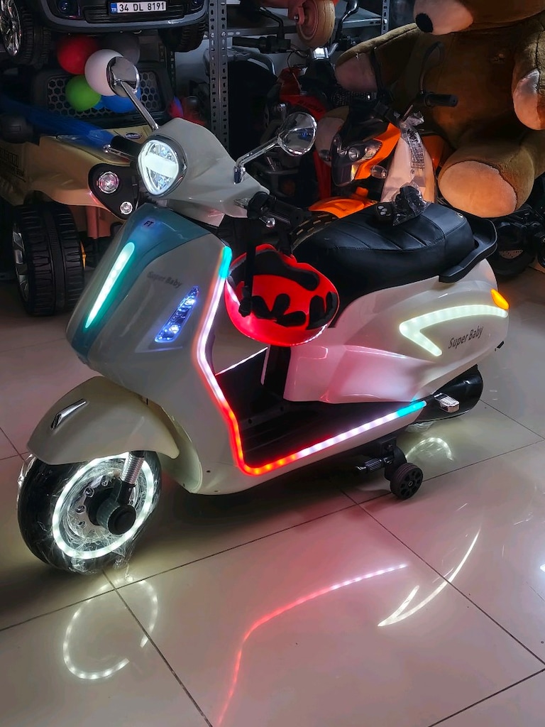 YENİ ÜRÜN MEGA BOY SÜPER BABY KUMANDALI&MANUEL AKÜLÜ ARABA SCOOTER MOT - 2