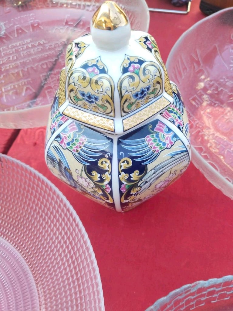 SEIZAN JAPAN Vintage Japon Porselen Kapaklı Urne – Kuş ve Çiçek Motifl - 7