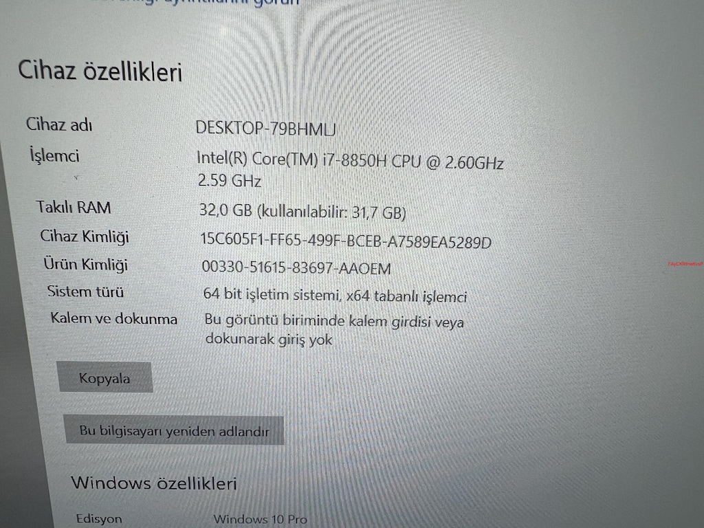 LENOVO THİNKPAD İ7 8. NESİL 32 GB RAM 512 M2SSD QUADRO P1000 - 5