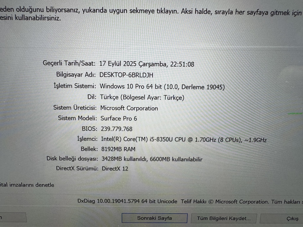 SURFACE İ5 8. NESİL 8 GB RAM 256 NVME DOKUNMATİK + KALEM - 8