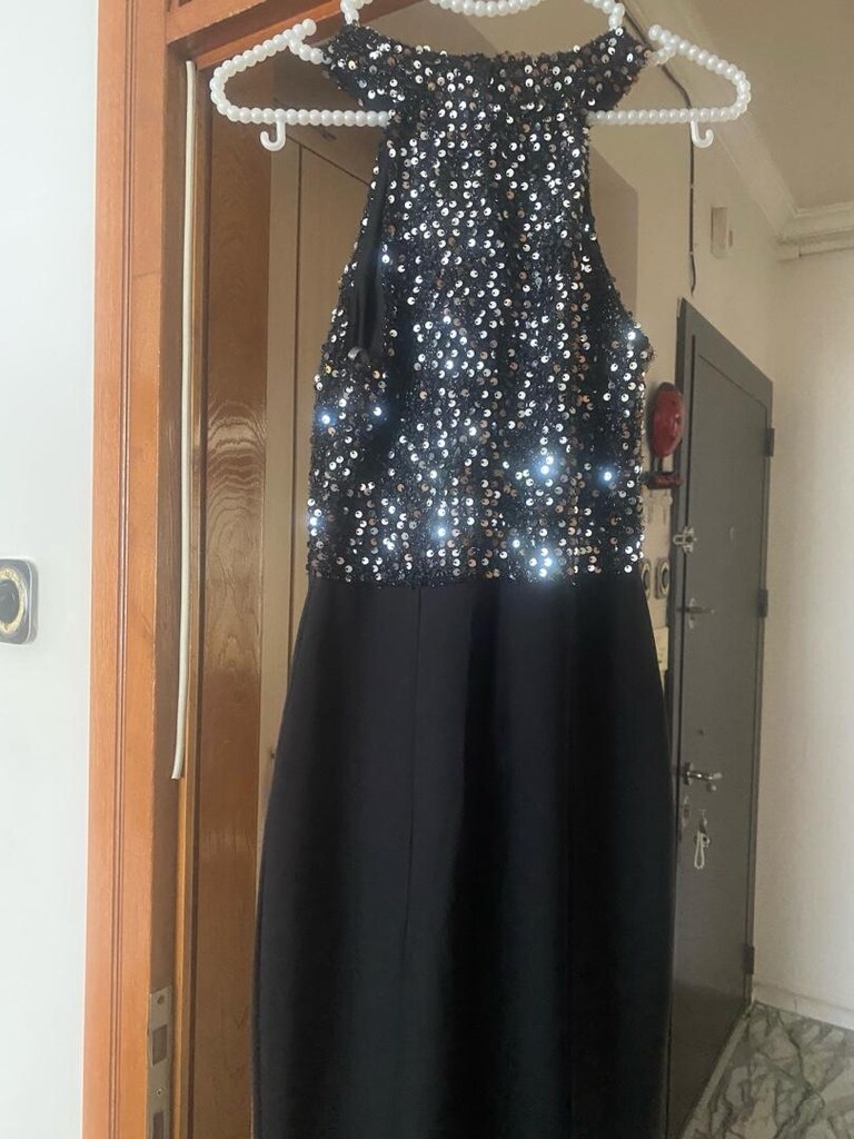 Siyah Payetli Uzun Abiye - 5