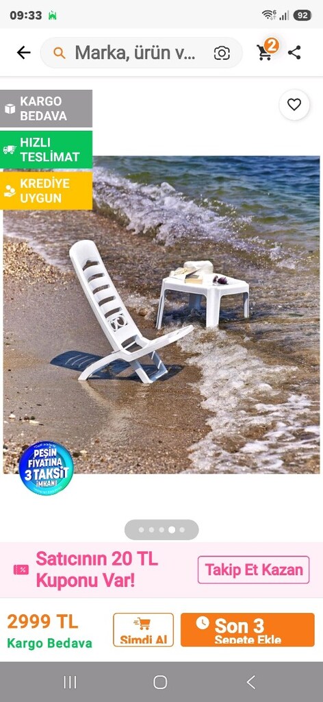 2 adet sifir sezlong sandalye katlanir - 5