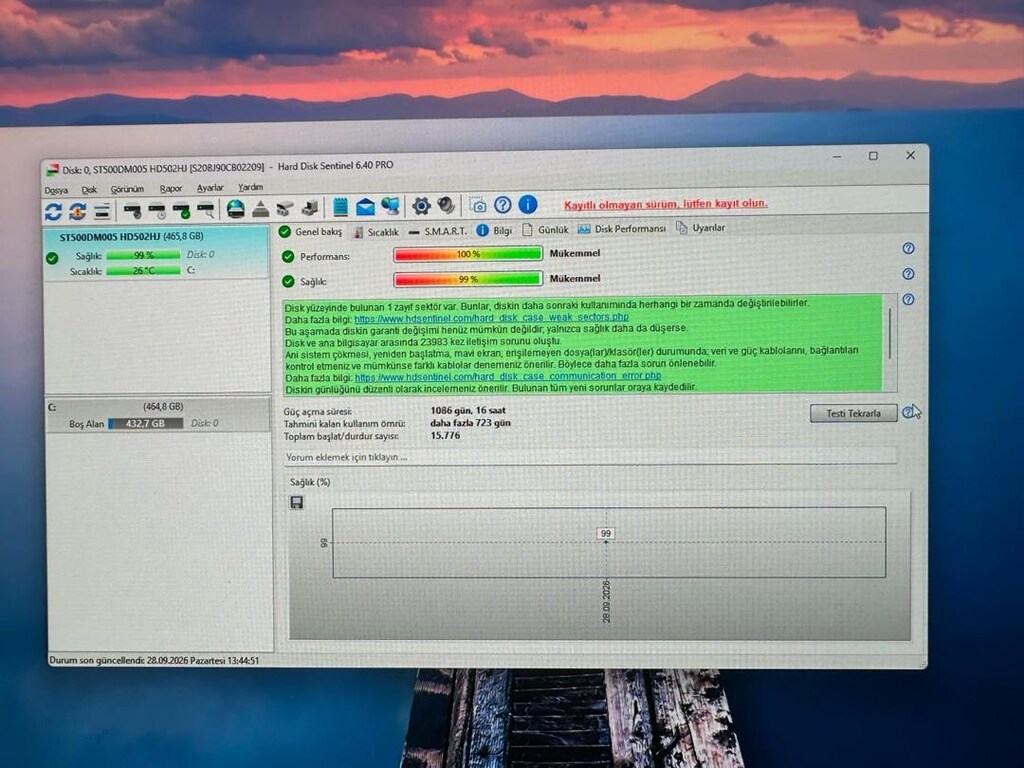 500gb Hdd sağlık 99 - 2