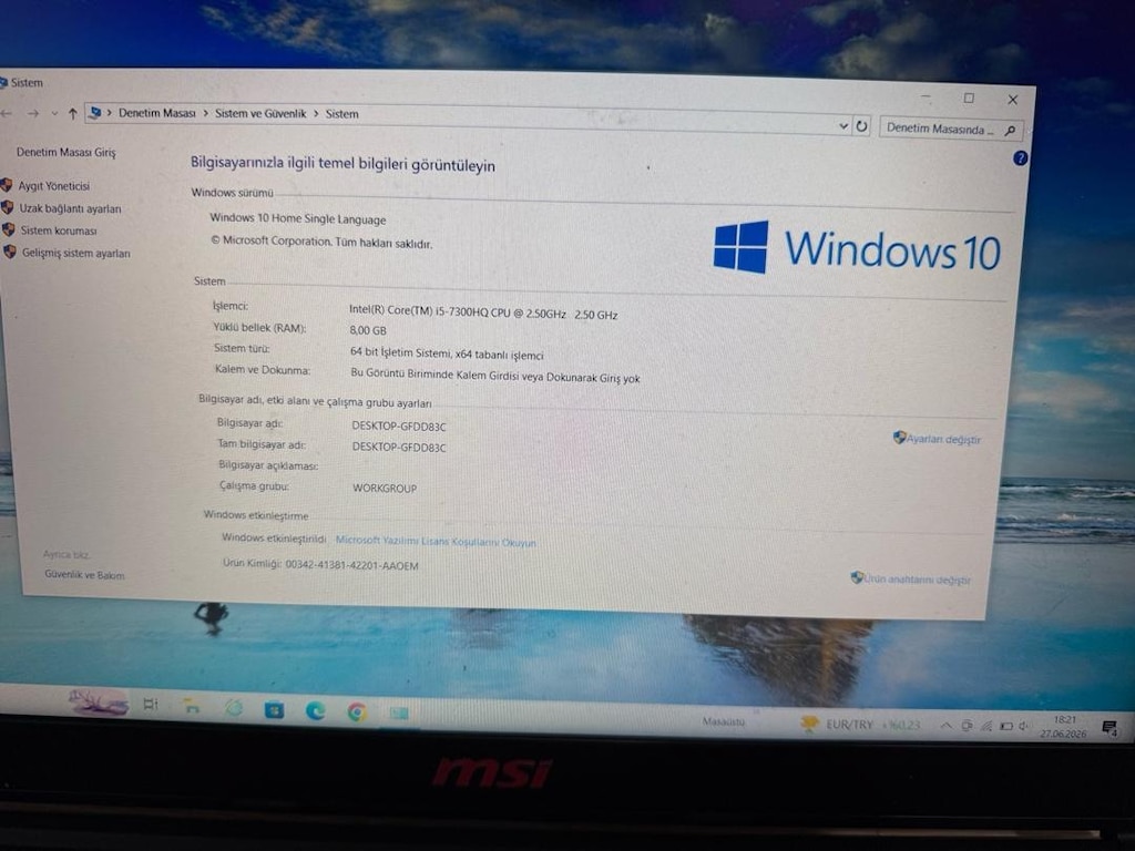 MSİ GL 62 M 7RDX - 8