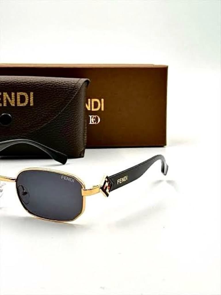 ‼İTHAL/SIFIR/ Fendi UV400 Polarize Lens Gold Çerçeve Güneş Gözlüğü - 4
