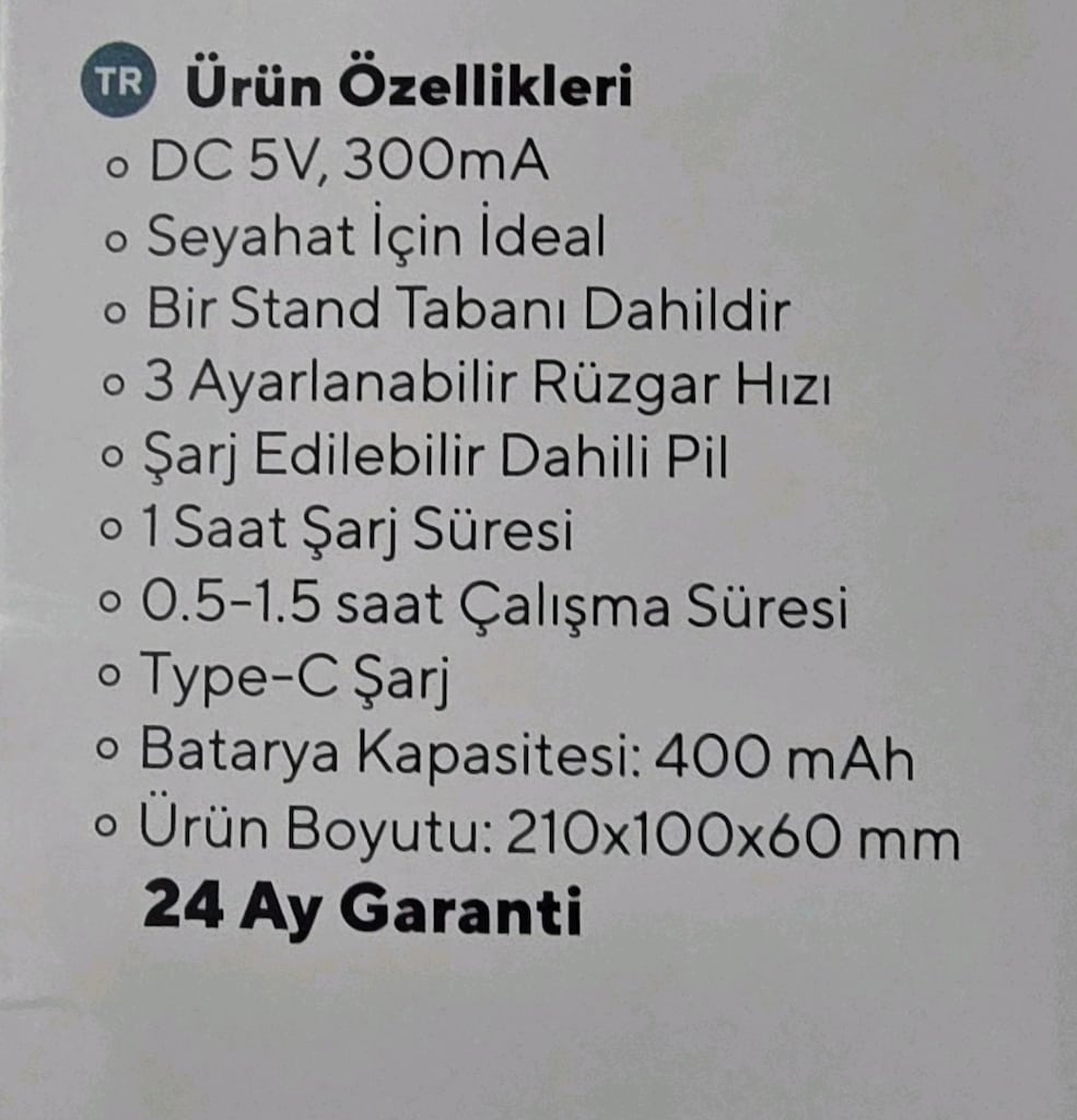 Kumtel Şarj Edilebilir Mini El Fanı BEYAZ. Sıfır kutusunda. - 4