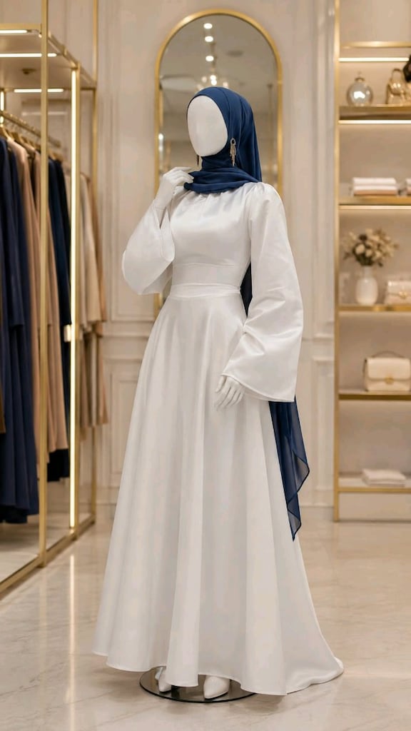 beyaz saten elbise nikah davet elbisesi - 4